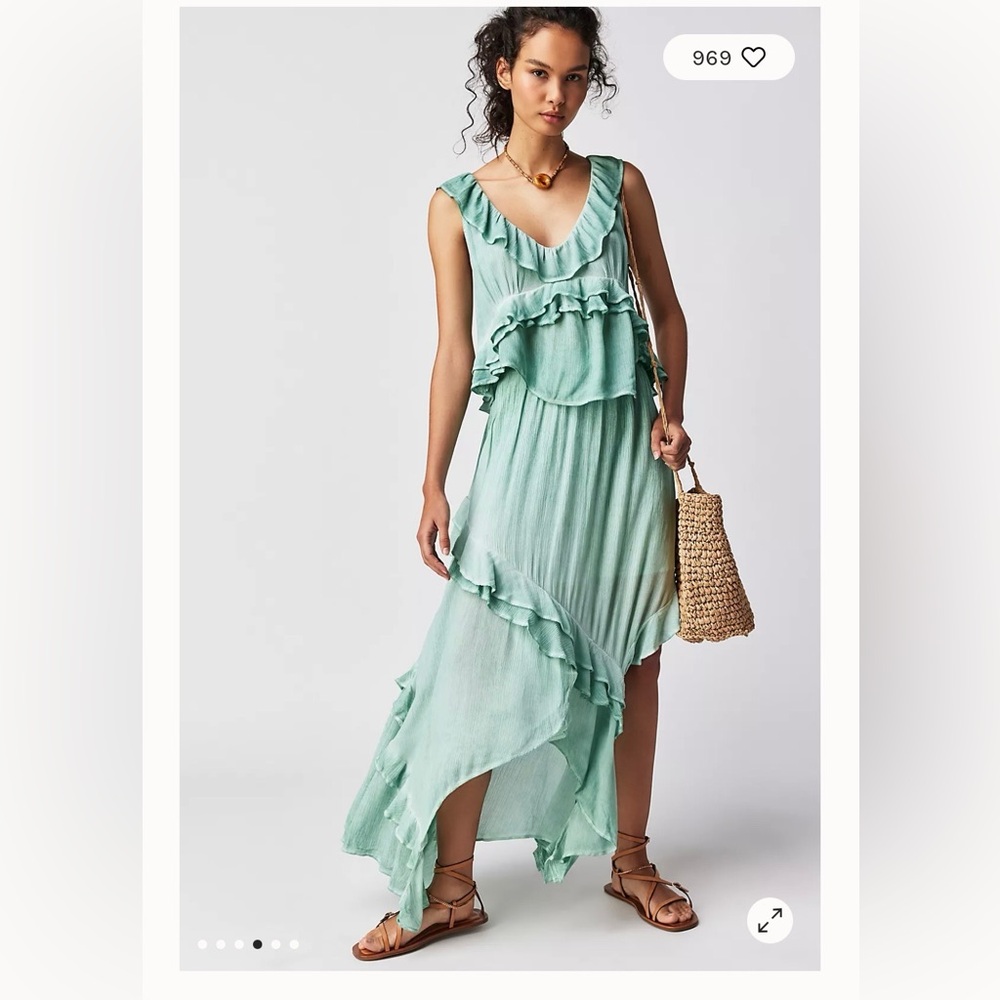 Free People Mint Green Ruffled Set